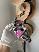 🖤😊 Gingham Bow Headband Purple Smiley Faces Cute Preppy Coquette NWT
