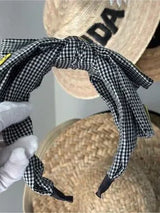 ✨ Smiley Face Gingham Knotted Headband Black & White New 😊