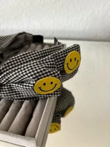 ✨ Smiley Face Gingham Knotted Headband Black & White New 😊
