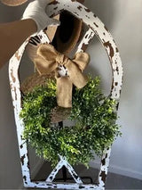 🏡 Rustic Farmhouse Arched Window Frame Wall Decor w/ Greenery Wreath Large