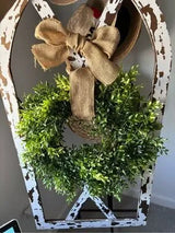 🏡 Rustic Farmhouse Arched Window Frame Wall Decor w/ Greenery Wreath Large