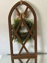 🏡 Rustic Farmhouse Arched Window Frame Wall Decor w/ Greenery Wreath Large