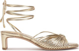 Vince Camuto Lory Ankle Wrap Kitten Heel Sandals - Egyptian Gold (Size 6.5M)